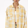 Casual Plaid Long-Sleeve Shirt with Tassels - Washed Trendy Brand Striped Blouse