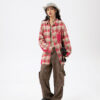 Women's American Retro Tassel Paneled Plaid Long-Sleeve Loose Shirt