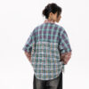 Women's American Retro Color-Block Plaid Paneled Long-Sleeve Shirt - Loose Top for Spring & Autumn