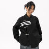 Women's American Streetwear Brand 3-Stripe Asymmetrical Placket Metal-Button Loose Jacket - Ins Trendy Outerwear