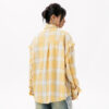 Casual Plaid Long-Sleeve Shirt with Tassels - Washed Trendy Brand Striped Blouse