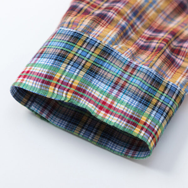 Women's American Retro Color-Block Plaid Paneled Long-Sleeve Shirt - Loose Top for Spring & Autumn