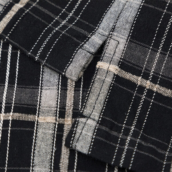 Women's American Street Style Paneled Plaid Long-Sleeve Shirt - Distressed Oversized Loose Blouse for Autumn