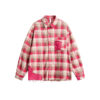 Women's American Retro Tassel Paneled Plaid Long-Sleeve Loose Shirt