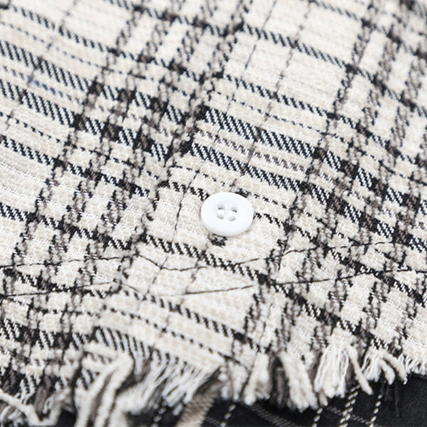 Women's American Street Style Paneled Plaid Long-Sleeve Shirt - Distressed Oversized Loose Blouse for Autumn