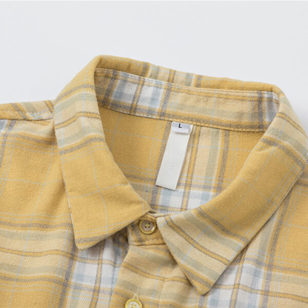 Casual Plaid Long-Sleeve Shirt with Tassels - Washed Trendy Brand Striped Blouse