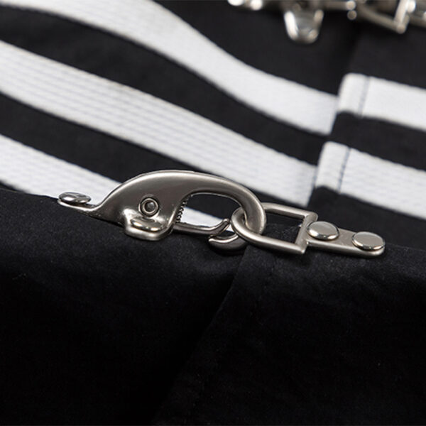 Women's American Streetwear Brand 3-Stripe Asymmetrical Placket Metal-Button Loose Jacket - Ins Trendy Outerwear