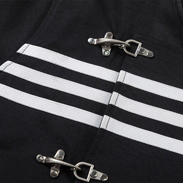 Women's American Streetwear Brand 3-Stripe Asymmetrical Placket Metal-Button Loose Jacket - Ins Trendy Outerwear