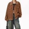 American Retro Patchwork Embroidered Suede Jacket, Japanese-style Chanel-inspired Preppy Jacket