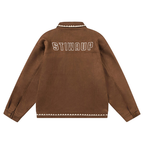 American Retro Patchwork Embroidered Suede Jacket, Japanese-style Chanel-inspired Preppy Jacket