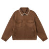 American Retro Patchwork Embroidered Suede Jacket, Japanese-style Chanel-inspired Preppy Jacket